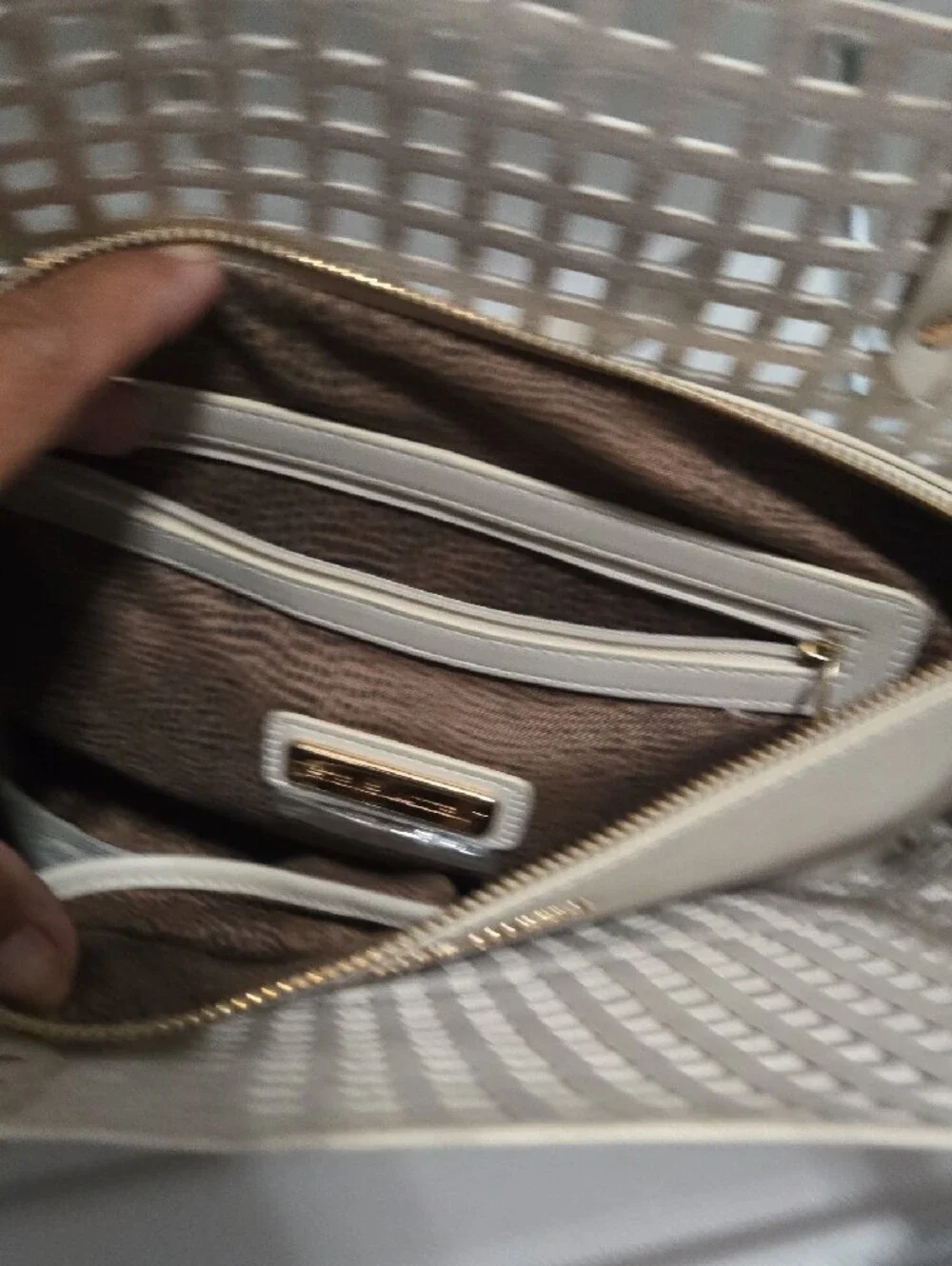 Steve Madden Cream Woven Hobo with Brown & Tan Accents